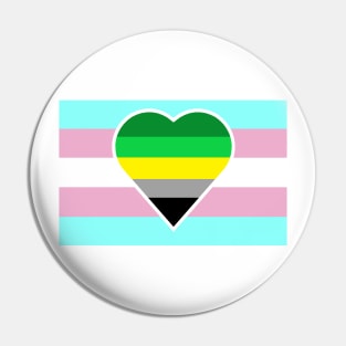 Transgender Pride Flag with Aromantic Heart (Yellow-Stripe Variant) Pin