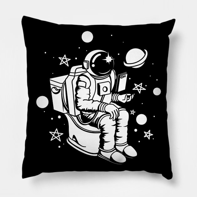 Poopin Astronaut Boldly Go Funny Space Gift Pillow by atomguy