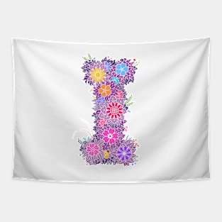 "I" Floral Letter Monogram Tapestry