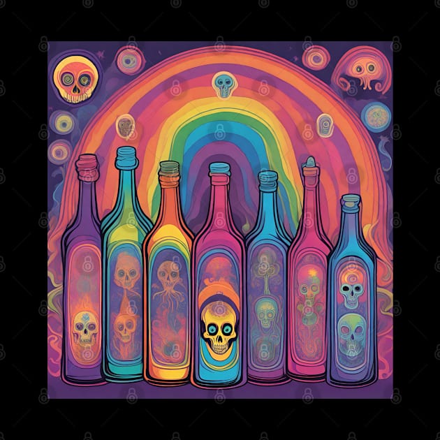 Psychedelic skull bottles by Don’t Care Co