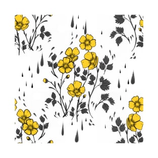 Yellow Buttercup Flower Pattern T-Shirt