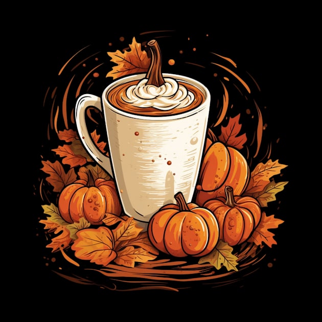 Autumn Coffee, Halloween Pumpkin Latte Drink Cup by Positive Designer