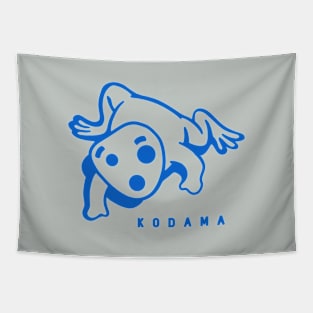 Kodama. A spirit in Japanese folklore that inhabit trees in blue ink Tapestry