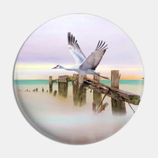 Sandhill Crane and Old Dock Pin