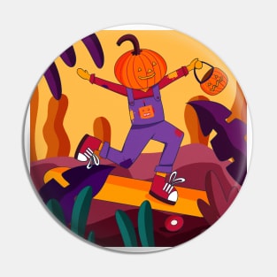 Halloween Pumpkin Skater Pin