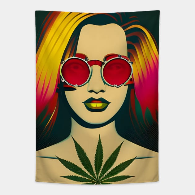 Mary Jane - Weed Loving Hippie Girl Tapestry by Liesl Weppen