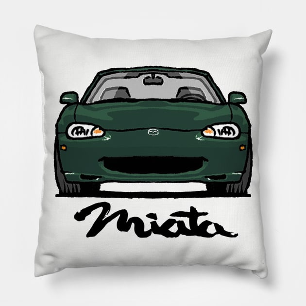 MX5 Miata NB1 Emerald Green Pillow by Woreth