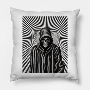 Op Art Reaper Death Mortality Optical Illusion Grim Reaper Pillow