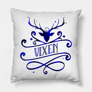 Vixen Christmas Blue Tartan Pattern Reindeer Head Pillow