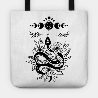 Aesthetic Halloween Snake Lover Moon Creepy Witchy Tote