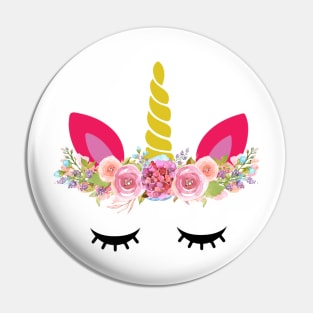 Floral Unicorn Head Design Pin