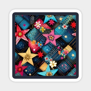 Patchwork Flowers and Stars Magnet