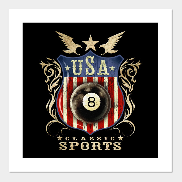 Usa Classic Vintage Eight Ball Pool Logo 8 Ball Pool Poster Und Kunst Teepublic De