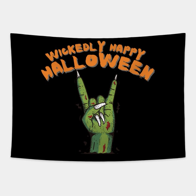 Wickedly Happy Halloween - Halloween Couple Tapestry by Barts Arts