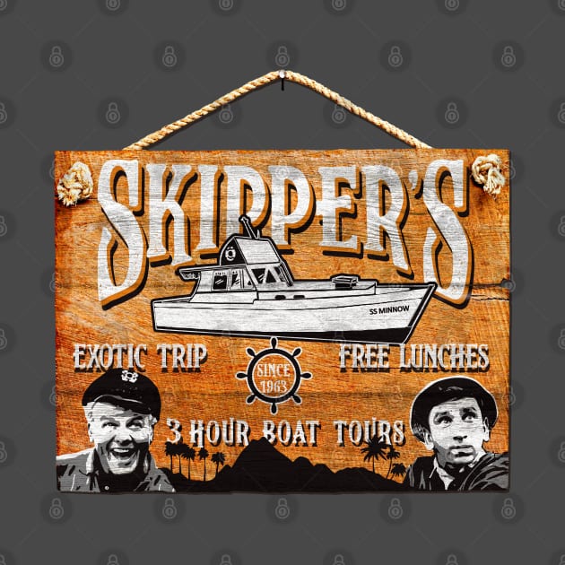 Skipper Gilligan's Island Wooden Sign by Alema Art