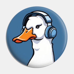 Duck Wearing Headphone Pin