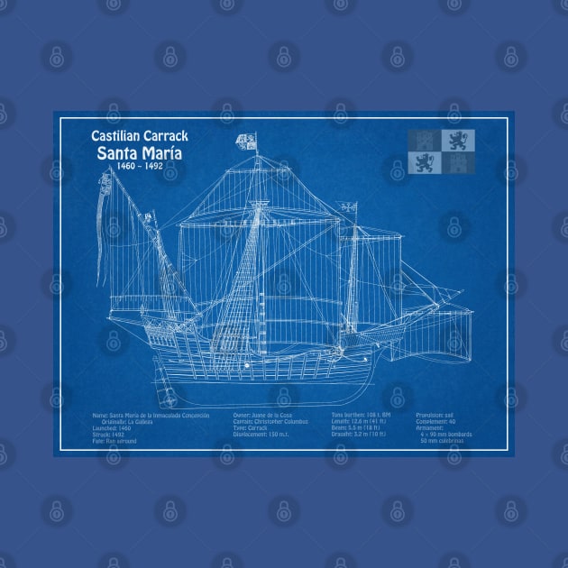 Santa Maria ship - Christopher Columbus Carrack Nau 15th century - AD by SPJE Illustration Photography