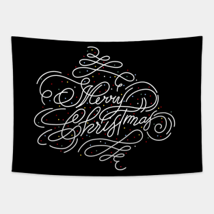 MERRY CHRISTMAS BW Tapestry