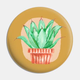 Watercolor Potted Green Succulent Pin