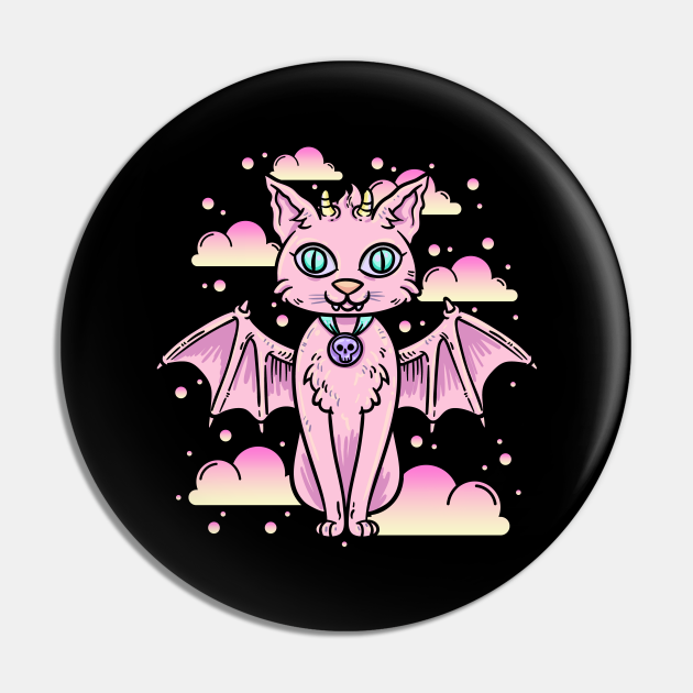 Satanic Pastel Goth Cat Aesthetic Goth Gothic - Goth - Pin | TeePublic