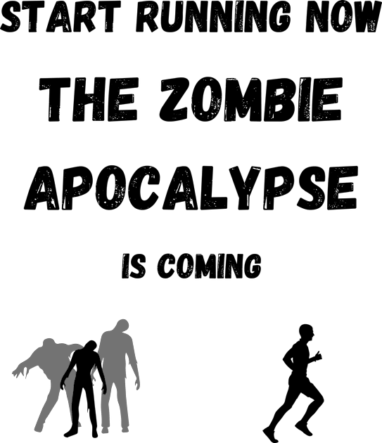 Start Running The Zombie Apocalypse is Coming Kids T-Shirt by AustaArt