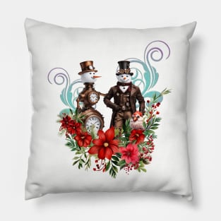 What could be more romantic than a steampunk  snowman and steampunk snowwoman Pillow