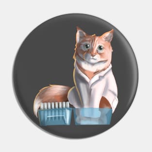 Science cat in a pipette tip box Pin