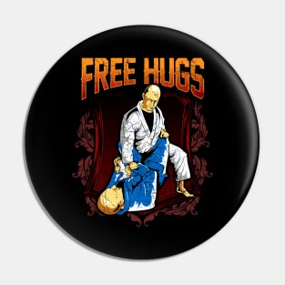 Free Hugs BJJ Jiu Jitsu Pun Awesome Martial Arts Pin