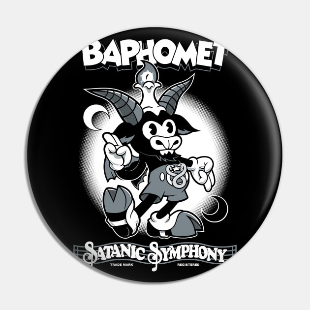 Baphomet - Vintage Cartoon Rubber Hose Devil - Satanic Symphony Pin by Nemons