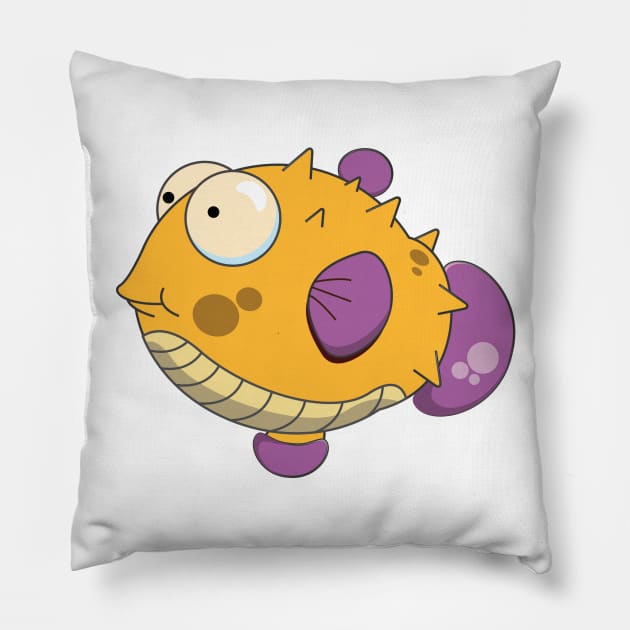 Cute Puffer fish Pillow by nickemporium1