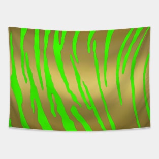 Gold Tiger Stripes Green Tapestry