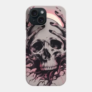 An Ink Illustration of a Skull Phone Case