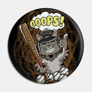 Cat baseball Pin