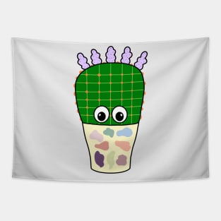 Cute Cactus Design #300: Prickly Pear In Nice Abstract Pot Tapestry