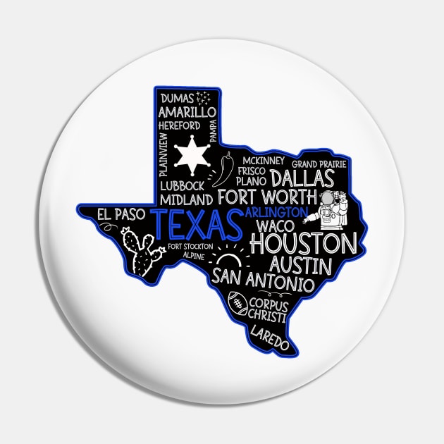 Arlington Texas cute map Houston San Antonio Dallas Austin Fort Worth El Paso Pin by BoogieCreates