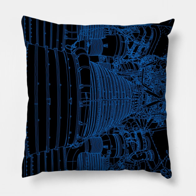 Apollo Rocket Booster - Blue Neon Pillow by lamaisondulapino