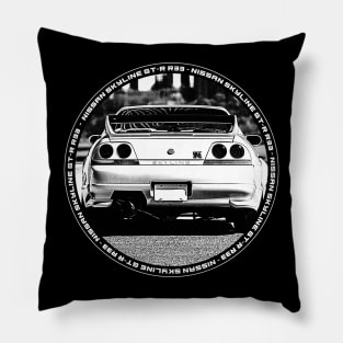 NISSAN SKYLINE GT-R R33 Black 'N White 4 (Black Version) Pillow