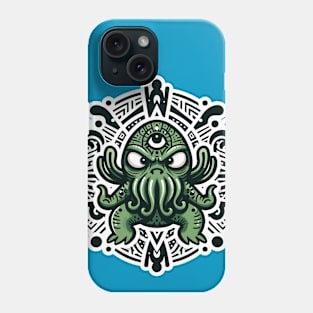 Cthulhu and tribal ornaments Phone Case