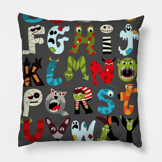 Scary alphabet Pillow by JoanaJuheLaju1