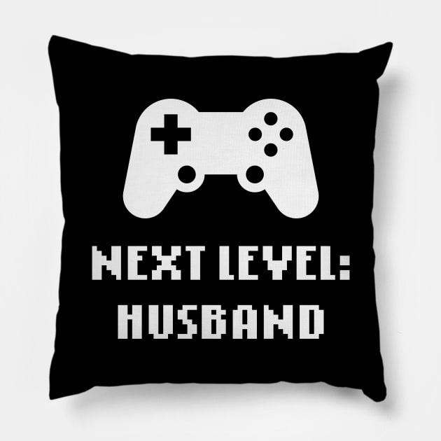 Next Level: Husband (Groom / Wedding / White) Pillow by MrFaulbaum