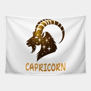 silhouette golden Capricorn Zodiac Sign Astrology December January February Birthday Capricorn Zodiac Horoscope born new year Birthday Tapestry