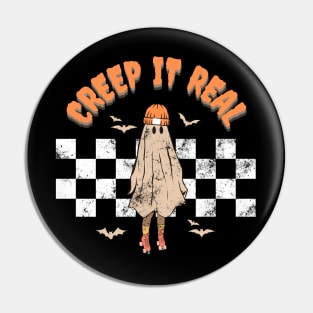 Retro Creep It Real Ghost Girl Boy Halloween Costume Pin