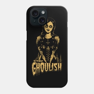 A goth dead girl. Stay Ghoulish! Goth / Gothic / Horror. Gold version. Phone Case