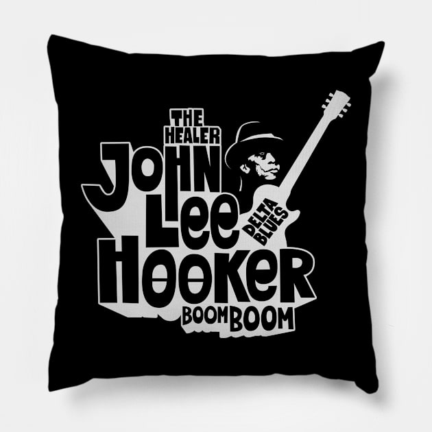 John Lee Hooker Logo Shirt - Vintage Blues Style Pillow by Boogosh