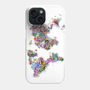 world map floral Phone Case