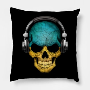 Dark Skull Deejay with Ukrainian Flag Pillow