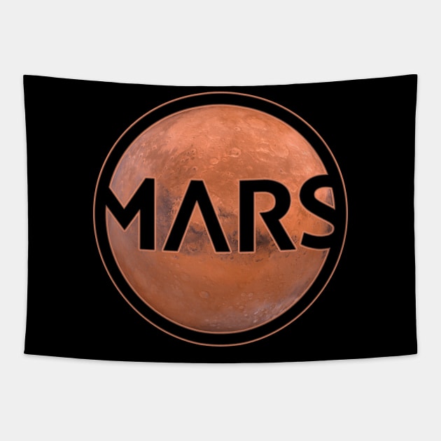 Planet Mars with lettering for gift and space idea Tapestry by sweetczak