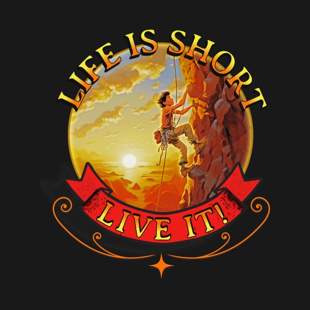 Rock Climbing Life Is Short Live It Hiking Outdoor Adventure by Tees 4 Thee