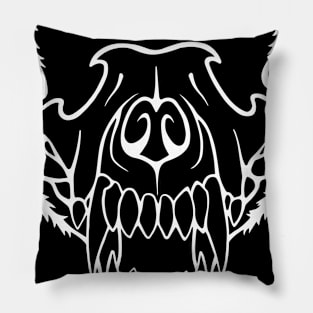 Wolf Skull White Pillow