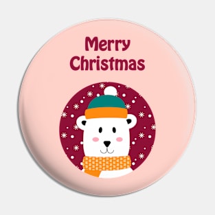 Polar bear wishes merry Christmas Pin